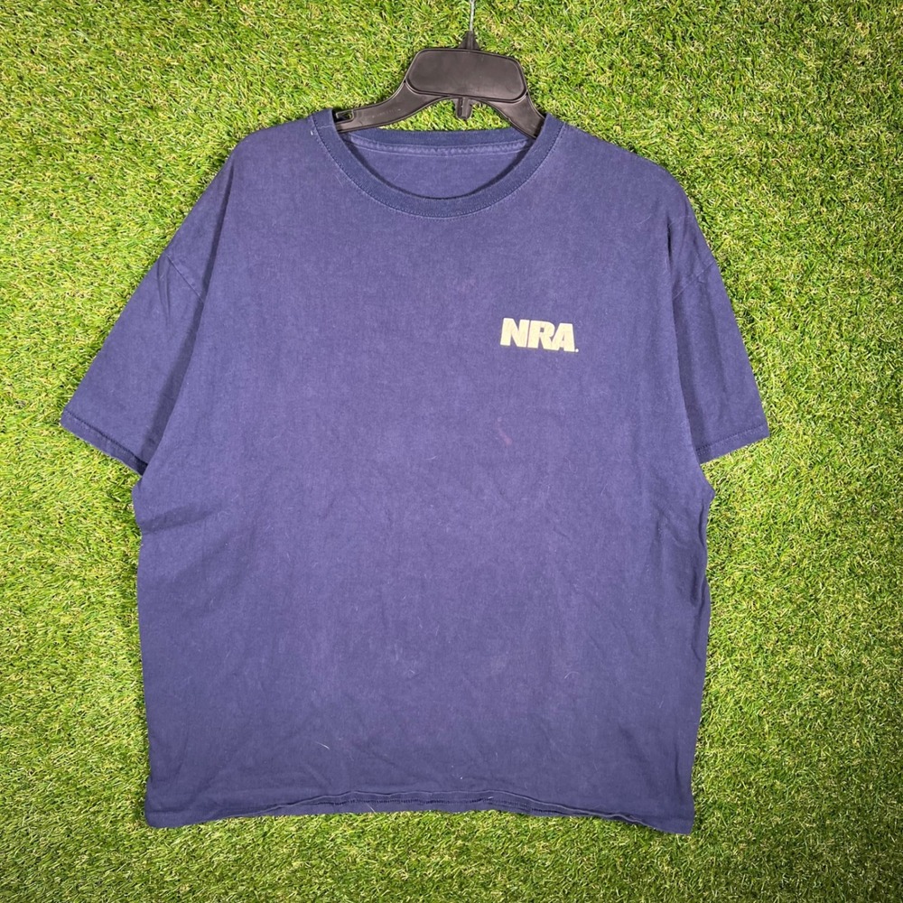 NRA National Rifle Association Navy Blue Bullet Casing Flag Graphic T-Shirt XL‎